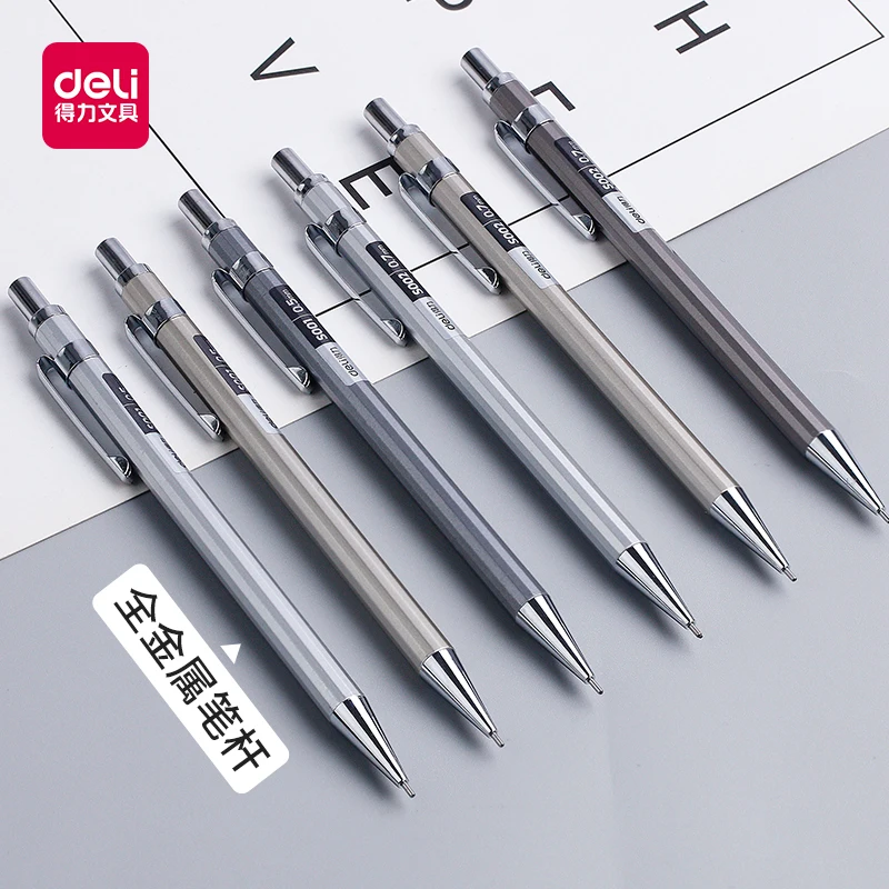 Deli Metal Mechanical Pencil 0.5/0.7MM High Quality Full Lapices for Professional Painting And Writing School Stationery Supplie