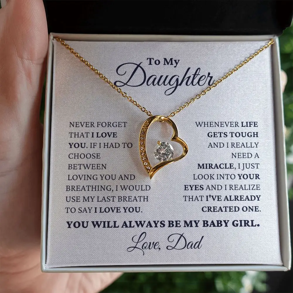 To My Daughter Gift From Dad New Love You Heart Pendant Necklace Fashion Jewelry Women Girl Birthday Necklaces 2024 Dropshipping