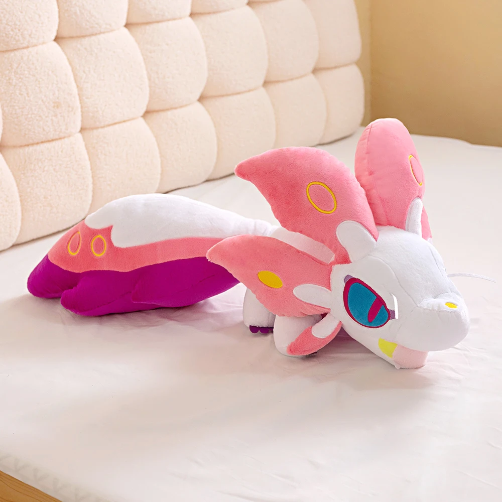 Peluche de Monster Hunter Mizutsune, Lindo Zorro Rosa de Peluche, Almohada Suave, Periférico de Videojuego de Anime, Regalo de Cumpleaños para Niños