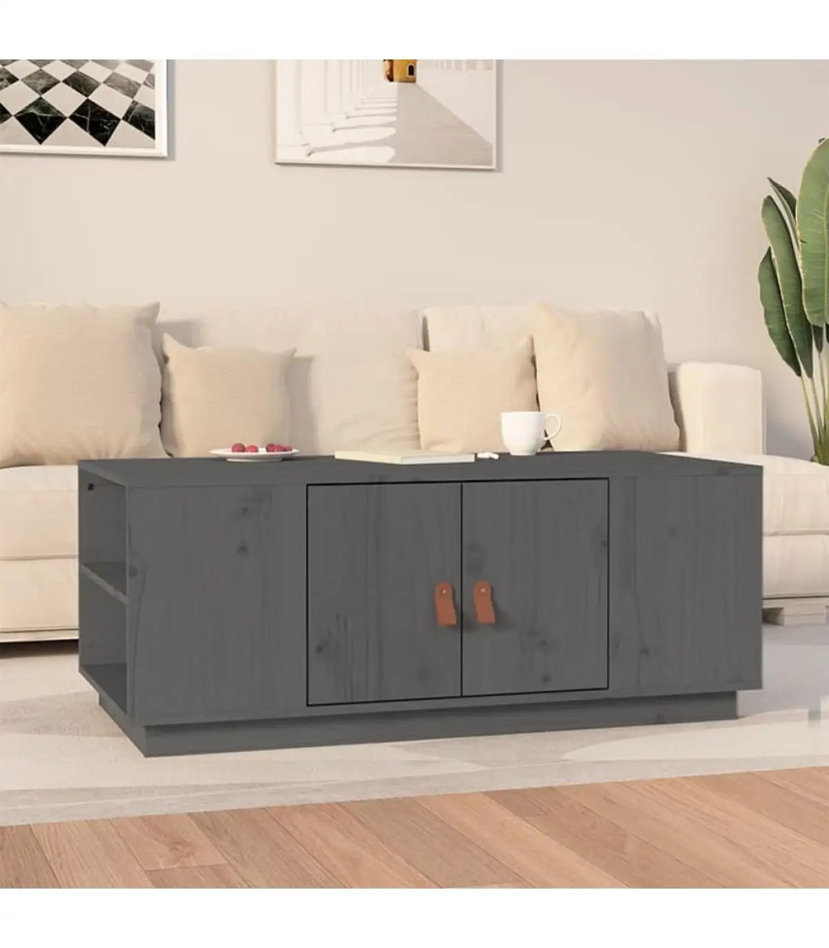 100x50x41 cm gray pine solid wood coffee table