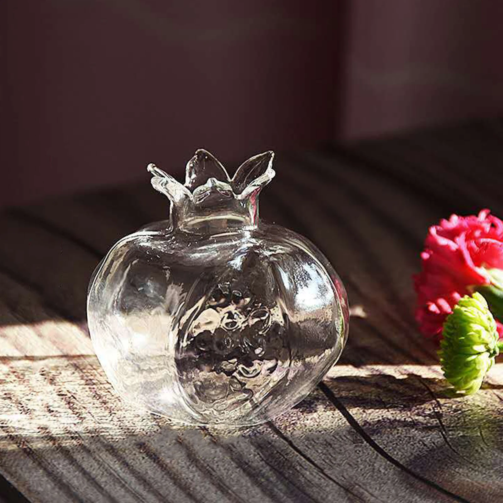 Simple Vintage Pomegranate Glass Vase Photo Prop Centerpieces Flowerpot Elegant Art for Desk Wedding Home Garden Decorative