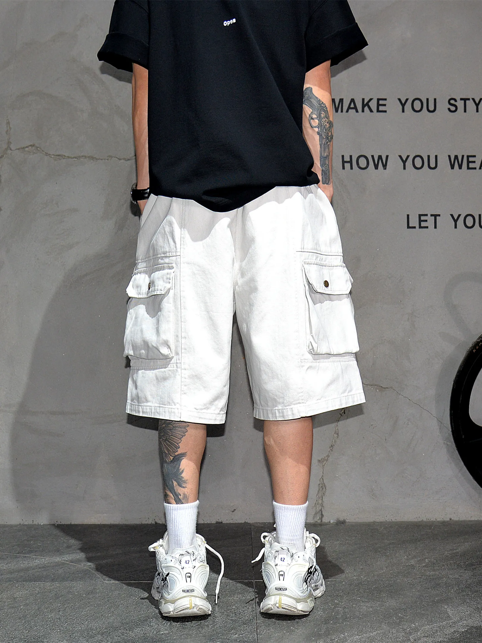 Mens American Vintage Heavyweight Cargo Shorts 5 Inseam Loose Fit Pure Cotton Straight Leg Streetwear Trendy Summer High Quality