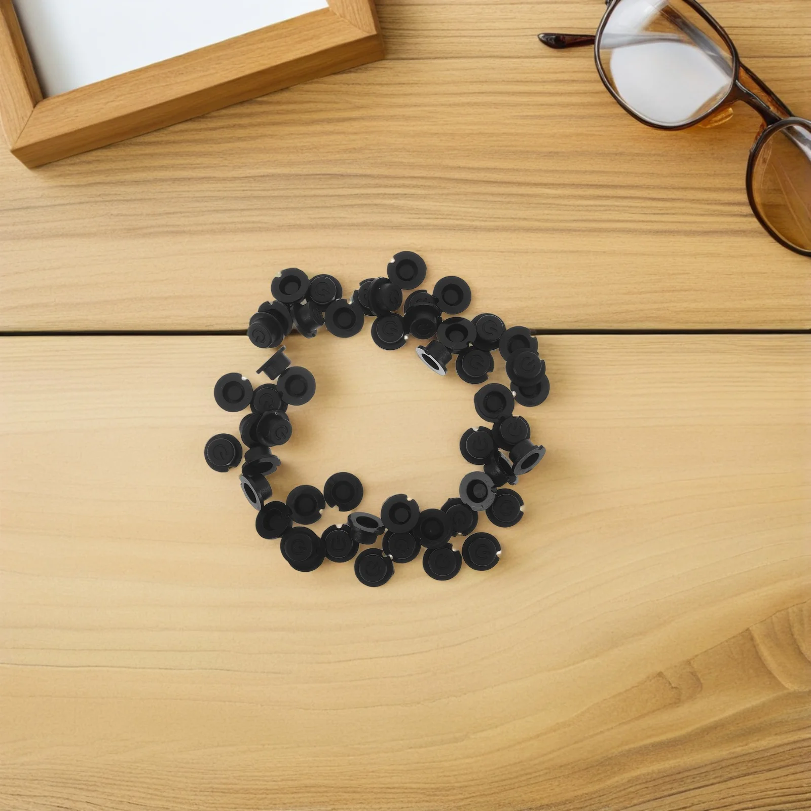 

50Pcs Silicone Switch Button Caps Round 0.55x0.28 Inch Black Tactile Push Button Covers Remote Control Replacement Waterproof