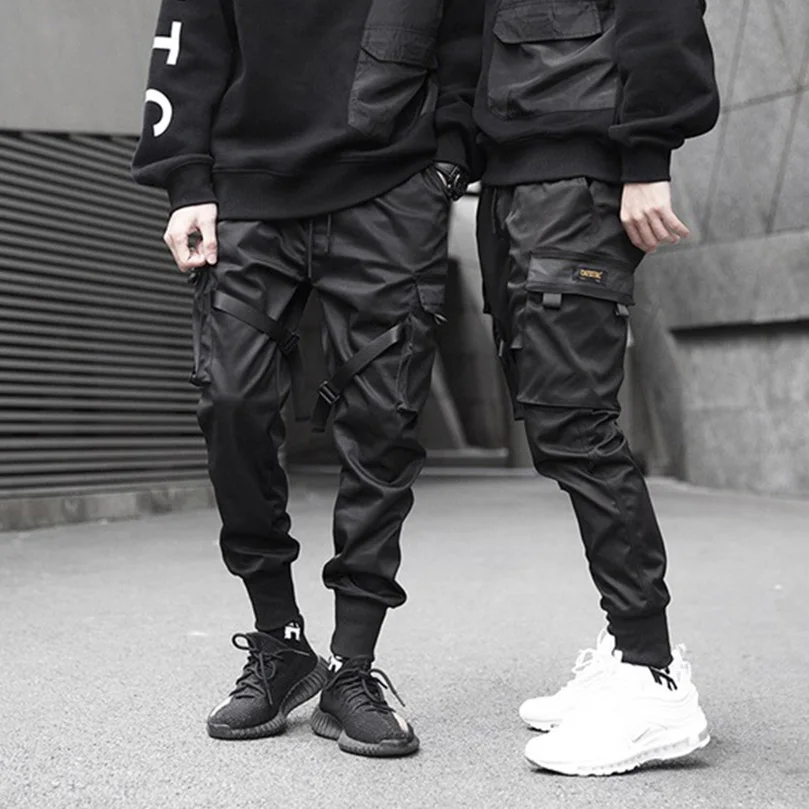 Herren Techwear Hosen Baumwolle Streetwear schwarze Cargo hose Jugend Harem Hosen Joggong Sportswear trend ige Jogger