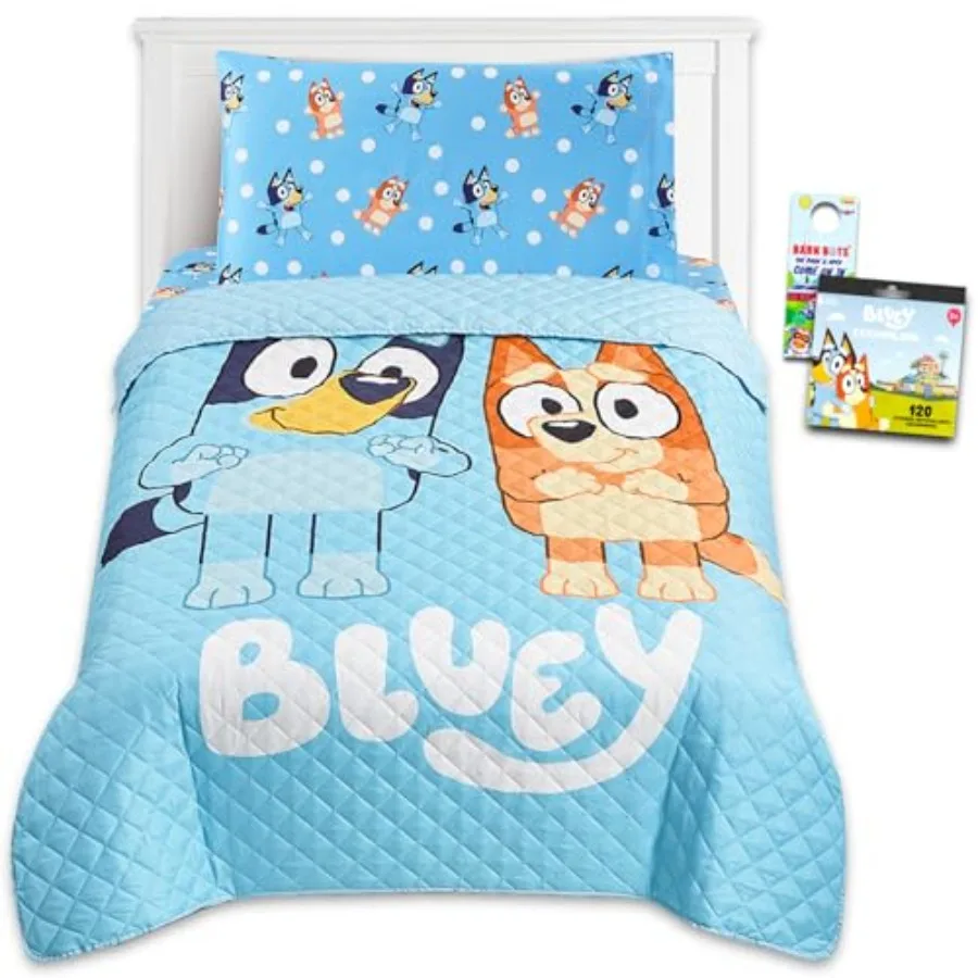 

Bedding Set - Bundle with Bedspread Flat Sheet Fitted Sheet Pillowcase for Twin Bed Plus Stickers More Bedroom Decor for Boys G