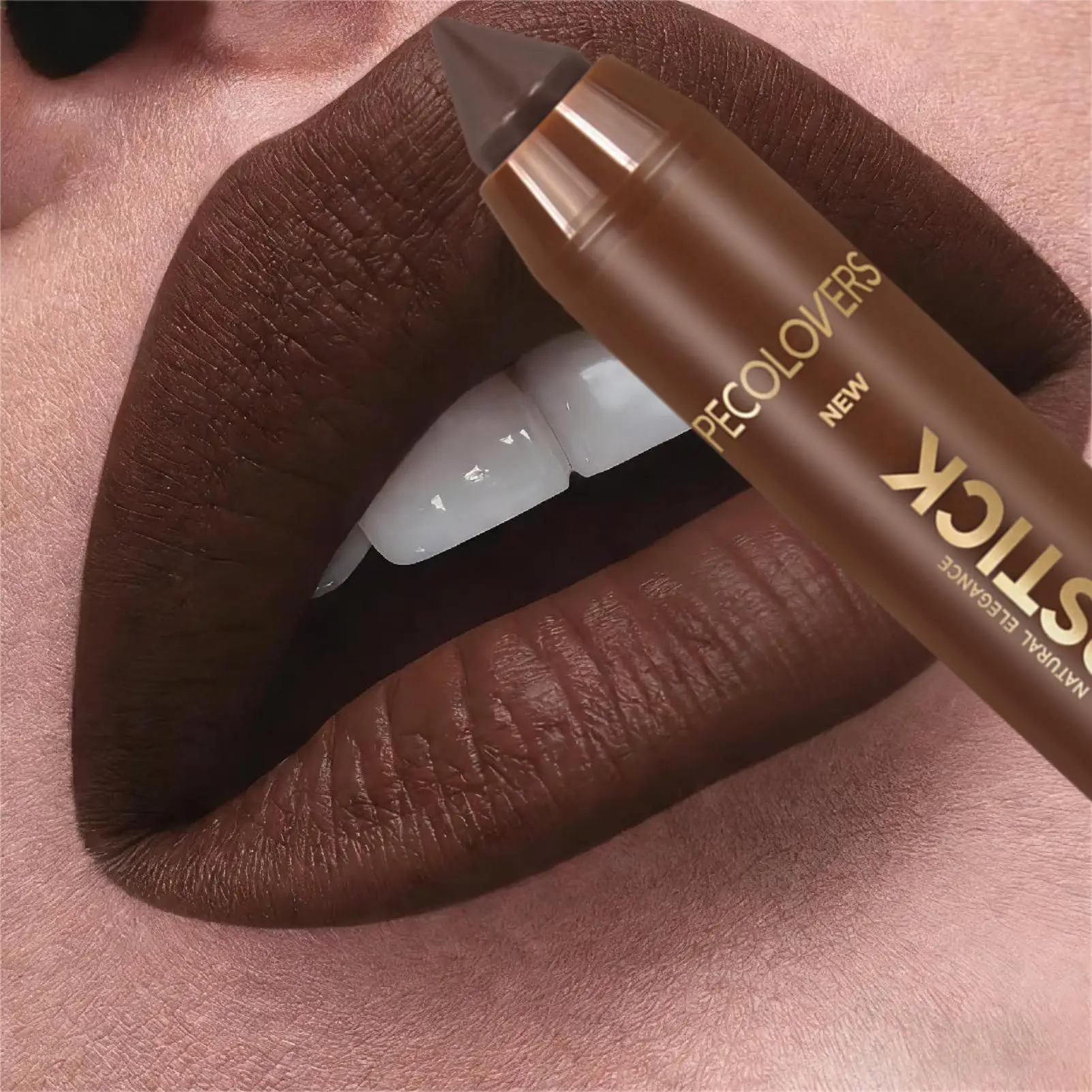 1PC Cocoa Brown Chocolate Color Soft Matte Lipstick，Women Gift