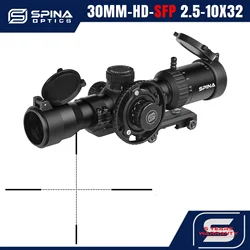 SPINA OPTICS-mira telescópica táctica para caza, mira telescópica con bloqueo iluminado, reinicio de vista, 2,5-10x32 IR SF, 1/10 MIL, Fit.308
