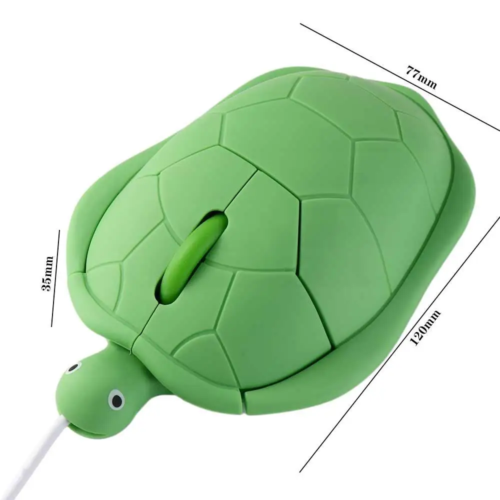 1200DPI Green Turtle Wired Mouse Green Turtle Shape 3.6 Feet Cable Turtle Wired Mouse Cute Creative Green Turtle Shape Mice