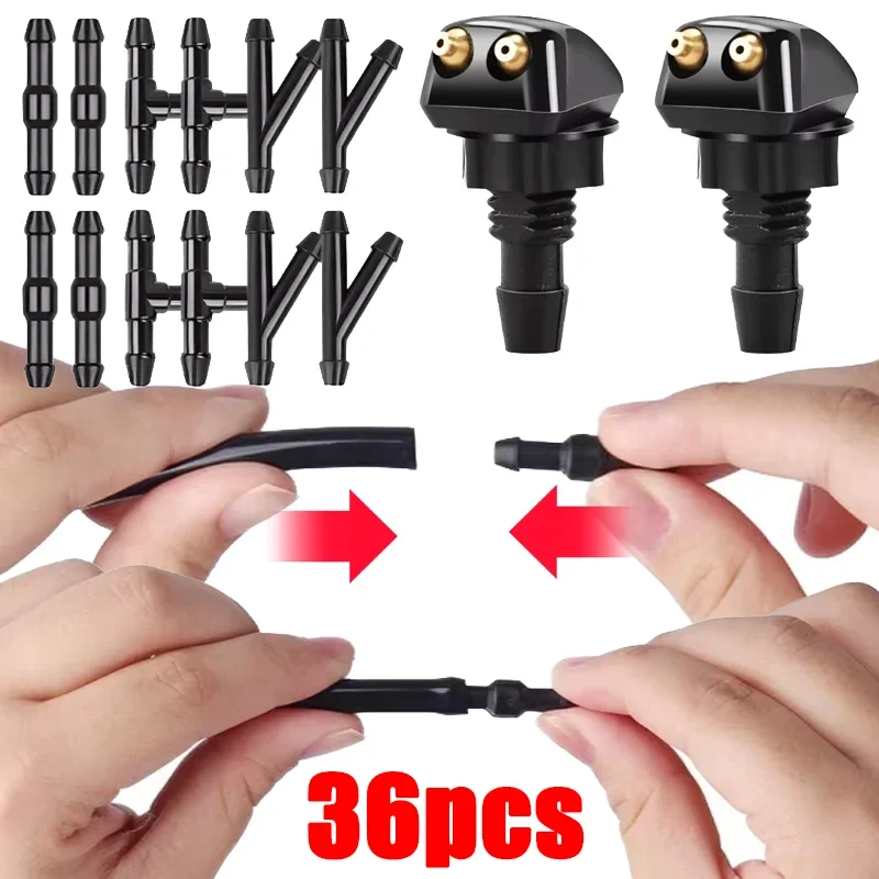 DIY All in One Car Wiper Washer Hose Set Wipers Spray Hose Fitting Car Windshield Washers Nozzle Washers Connection Hoses