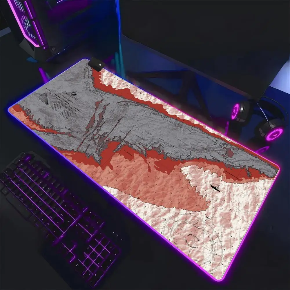 Jaws Movie Ocean S Mouse Pad RGB,Gaming Mat Led Mousepad，Extended,Large RGB Mat,SoftPad,DeskMat,Glowing Pad