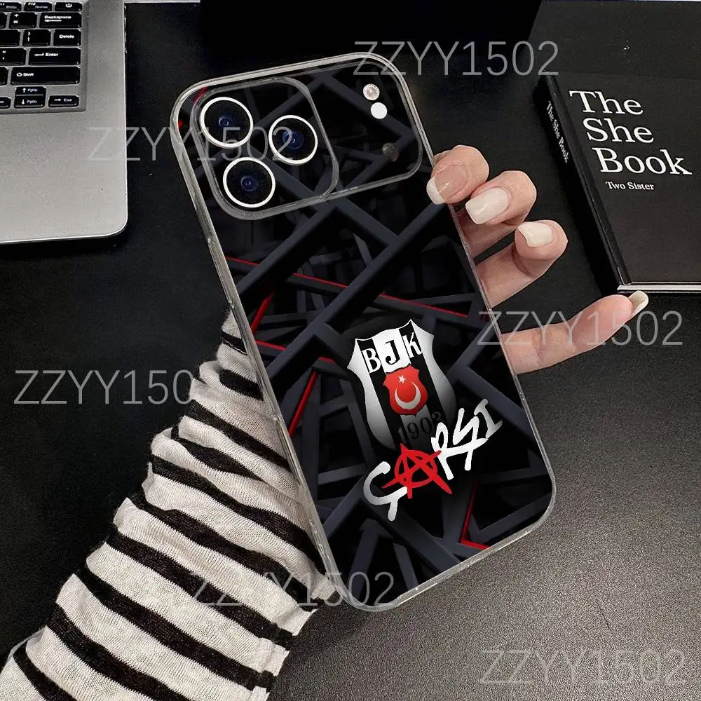 حافظة هاتف رياضية B-Besiktas B-JK لهواتف iPhone 17,16,15,14,13,12,11 Pro,Max,Plus,X,XS,XR,SE4,E Mini شفافة ناعمة