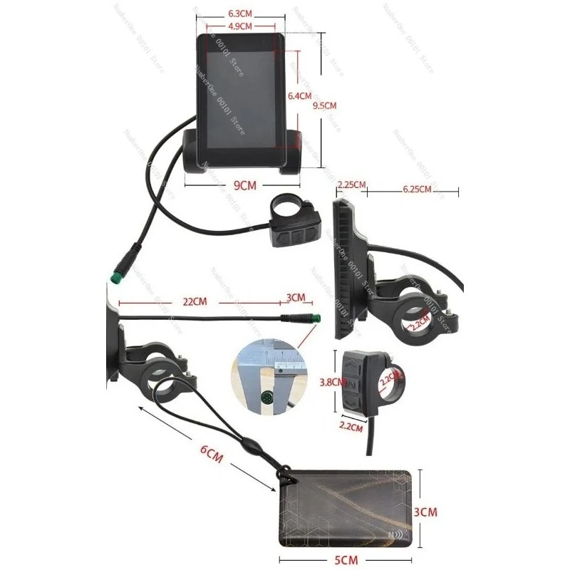 NFC Electric Bike Color LCD Display, 5-Pin Waterproof Smart Meter for E-Scooter with Speed Control Anti-Glare