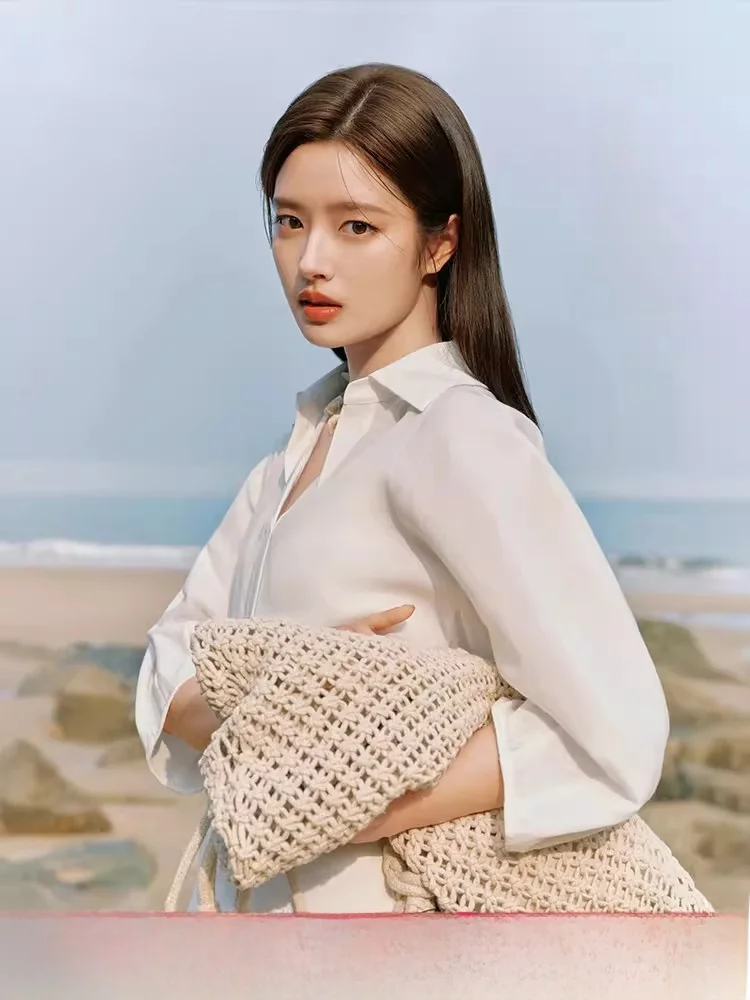 

Свободная женская рубашка в корейском стиле Lanen Van: повседневная, в расслабленном стиле, с рукавом 3/4