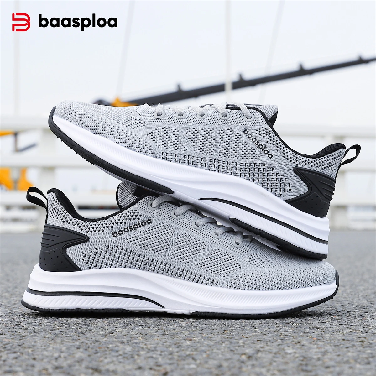 

Baasploa Running Shoes Men's New Casual Lightweight Designer Mesh Sneakers Male Outdoor Breathable Lace-Up Sports Walking Shoes