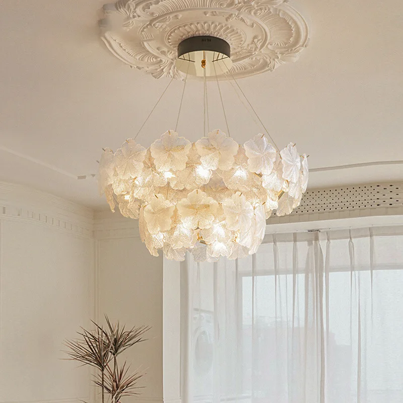 

Modern minimalist French light luxury cream style designer bedroom living room chandelier