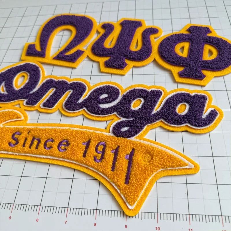 1911 Number Chenille Omega Psi Phi Fraternity Men of Greek Iron on Embroidery Patches for Hoodie