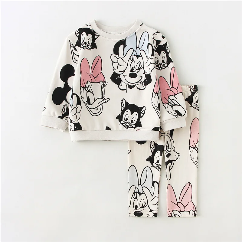 2Pcs Sweet Girl Minnie Print Clothes Cotton Long Sleeve Top + Leggings Toddler Girl Clothing Sets