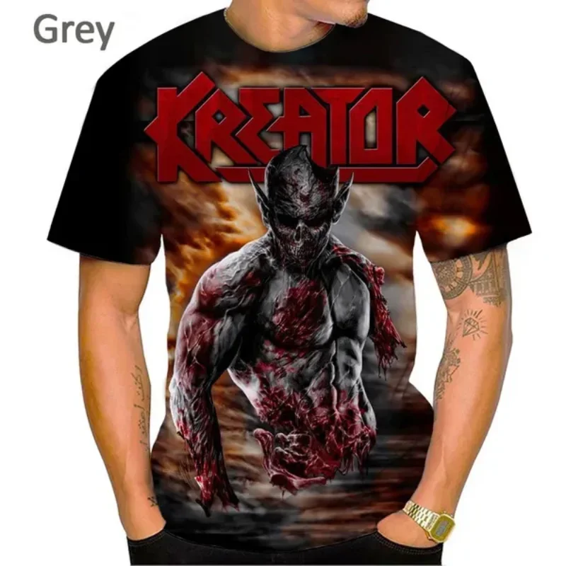 New Classic Metal Rock Band Kreator 3D Print T-shirt Summer Men Clothing Casual Oversized T Shirt Harajuku Street Unisex Tops