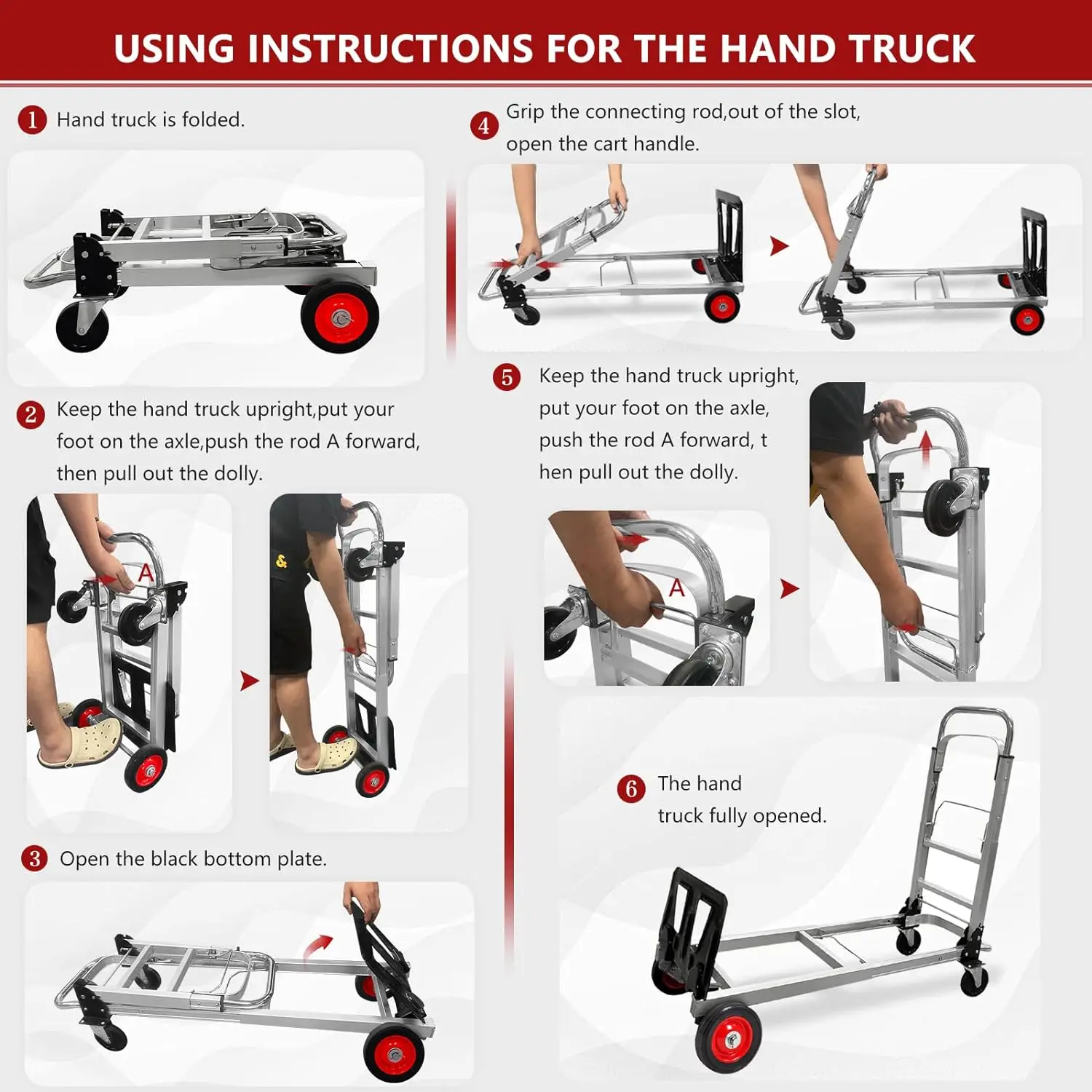 Imagem -06 - Alumínio Mão Caminhão Dolly Heavy Duty Convertible Hand Truck Rodas Pneumáticas e Telescopin 440lbs Capacidade em 1