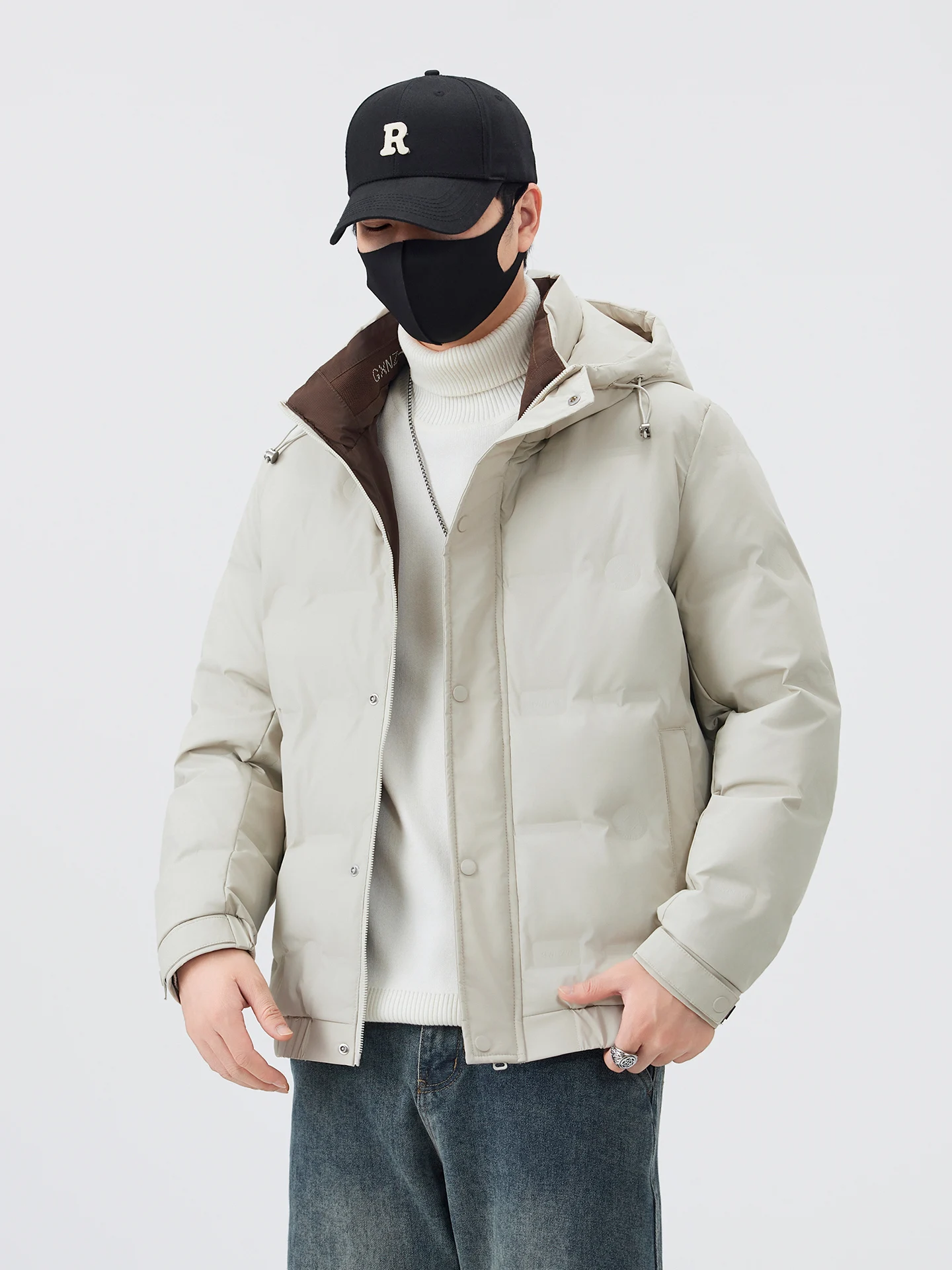 

Ele Men's Winter Puffer Jaet Thiened Warm Casual Hooded Coat Versatile Outdoor Ci Life Cam Riding Running