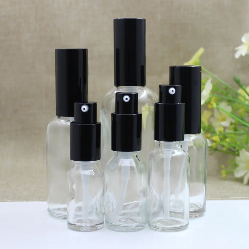 12 x 100ml 50ml 30ml 20ml 15ml 10ml 5ml Clear Glass Perfume Bottle With Mist Spray Essential Oil Lotion Pump Cosmetic Containers