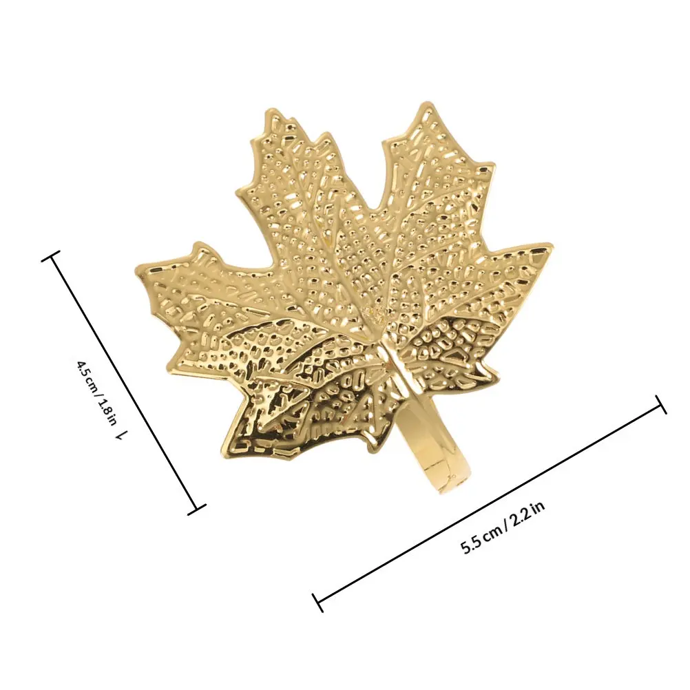 4Pcs Maple Leaf Napkin Rings Christmas Table Decor Elegant Dinner Party Decoration Napkin Holder for Holiday Dining Setup