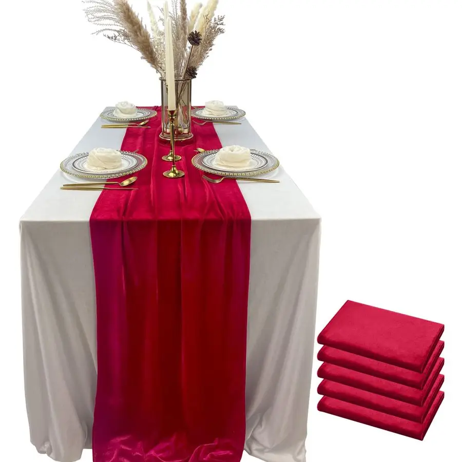 

Velvet Table Runner, 10ft Wedding Reception Decorations, 20x120inch Soft Velvet Fabric, Table Linen Overlay, Wedding Table Runne