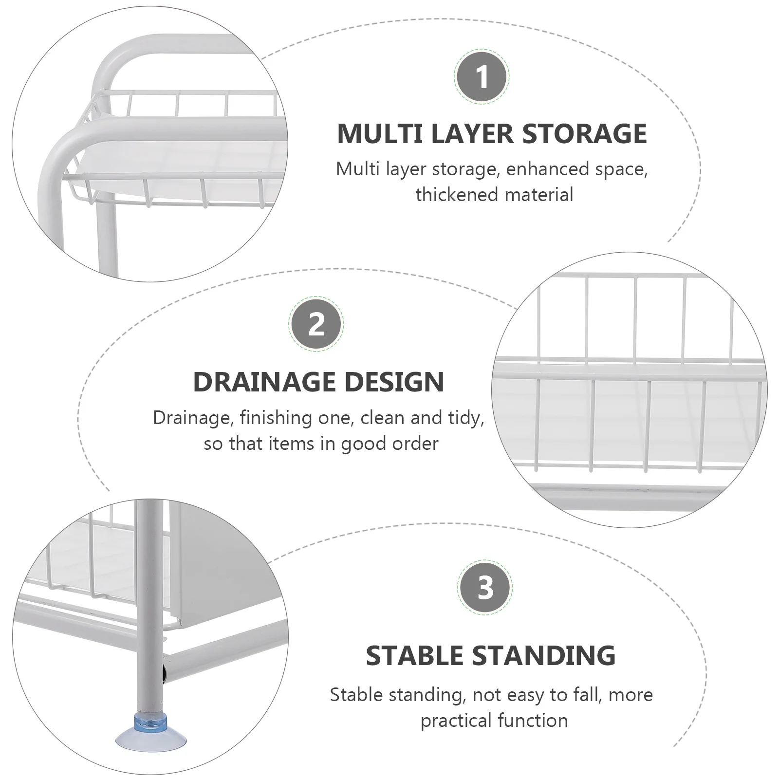 

Kitchen Under Sink Organizer Carbon Steel Storage Rack Ventilated Design for Home Kitchen Cabinet Storage Solutions