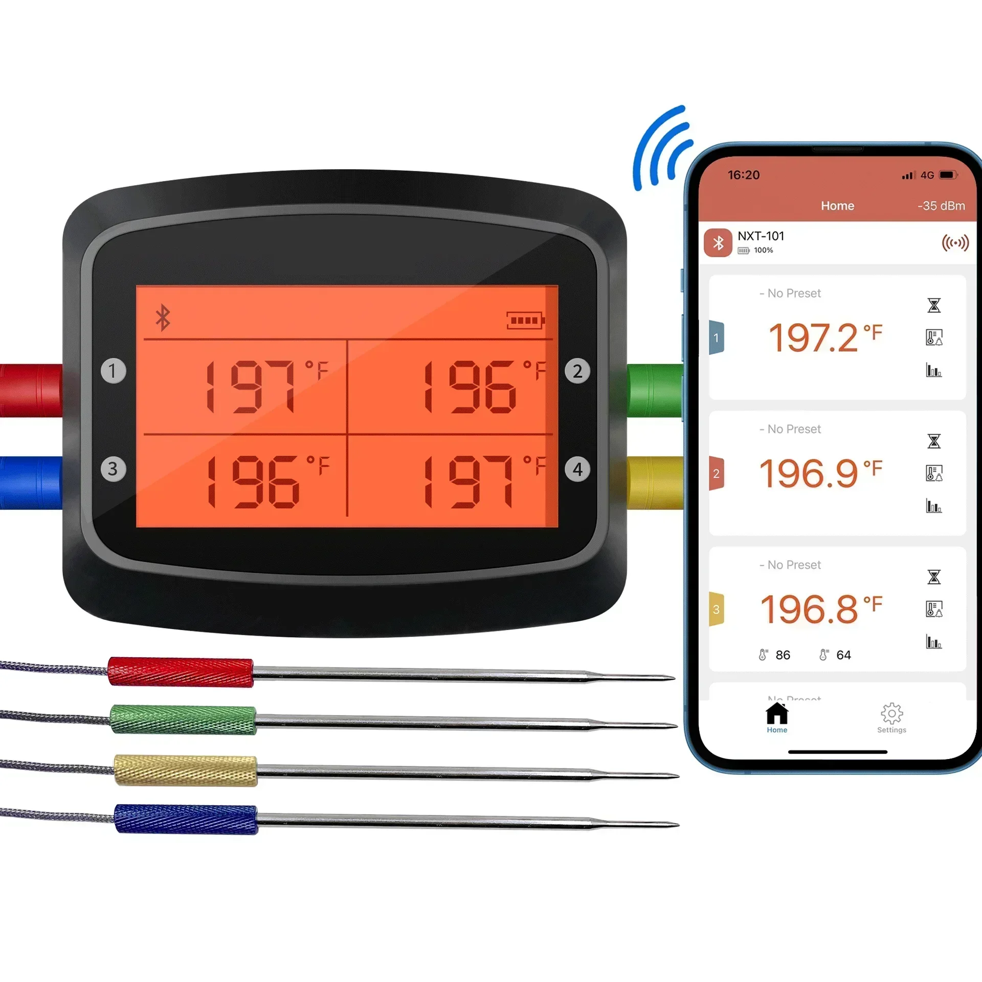 Smart meat Thermometer Wireless Kitchen Cooking Meat Thermometer Bluetooth with FREE APP Smart BBQ Food Probe Thermometer