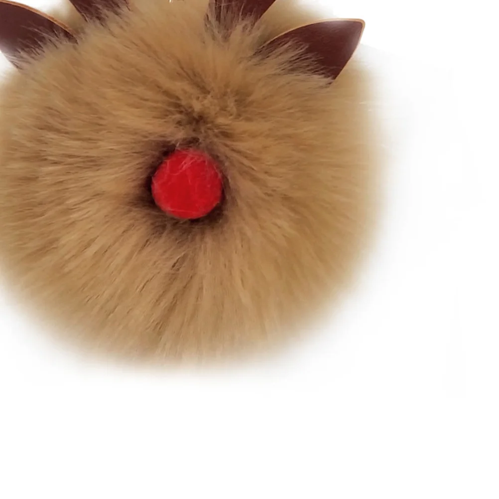 

Christmas Elk For Girls Women Bag Car Christmas Keychain Decoration Keyring Pom Pom Pendant Holiday Gift Khaki