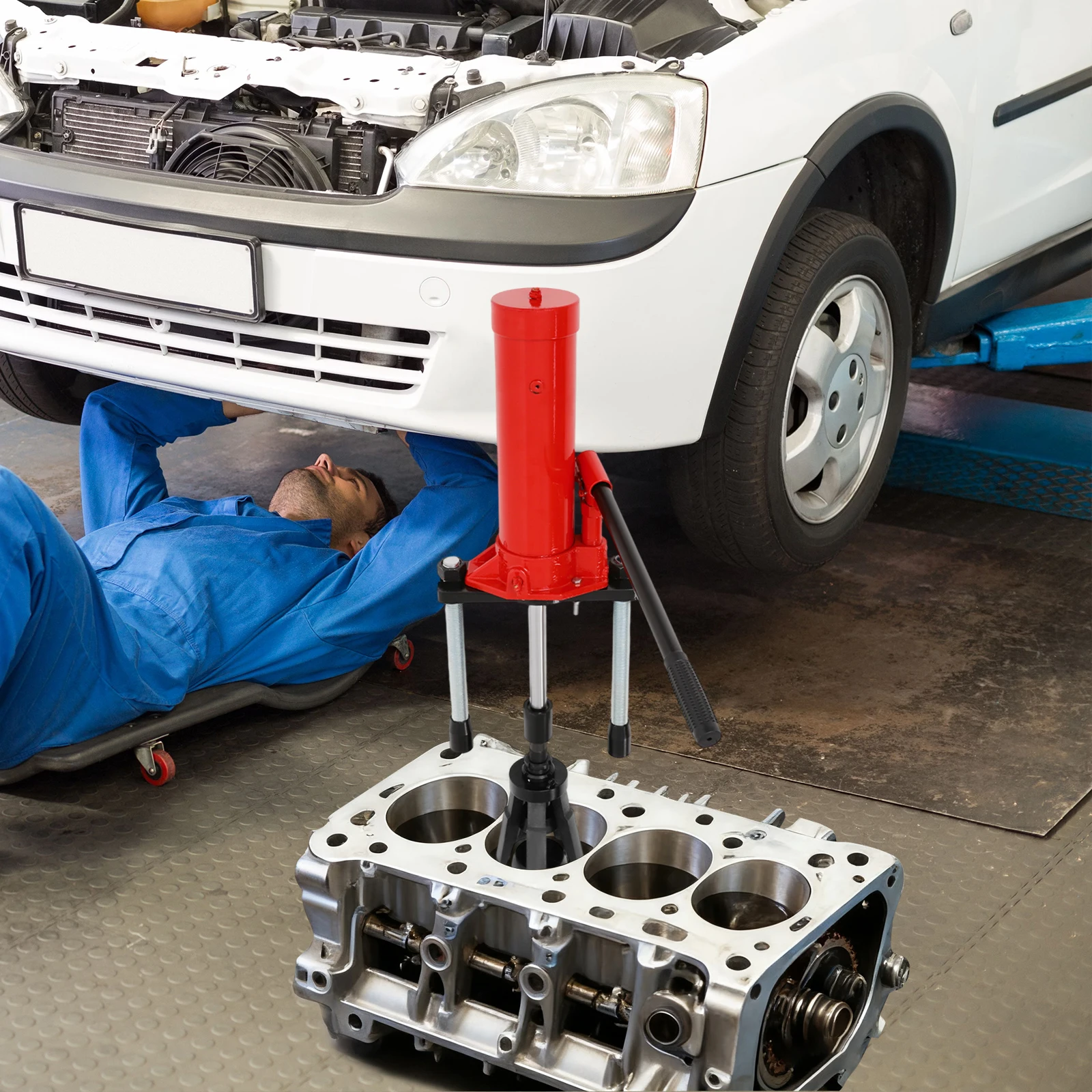 أداة سحب الأسطوانة باللون الأحمر + الأسود (المهنية وتوفير التكلفة) - متخصصة لإزالة بطانة الأسطوانة / تفكيك المحرك، وقابلة لإعادة الاستخدام