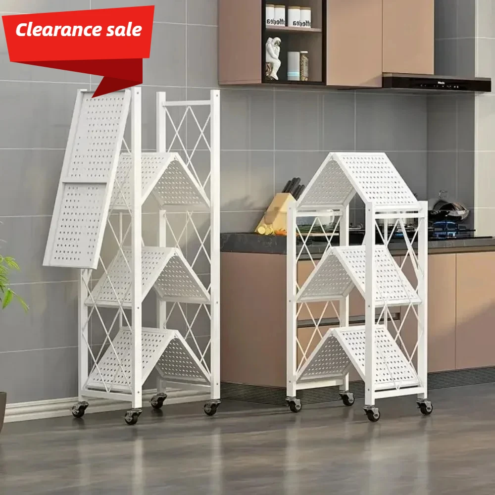 금속 수납 선반 접이식 거실 랙 다기능 주방 수납 선반 대형 철제 프레임 수납