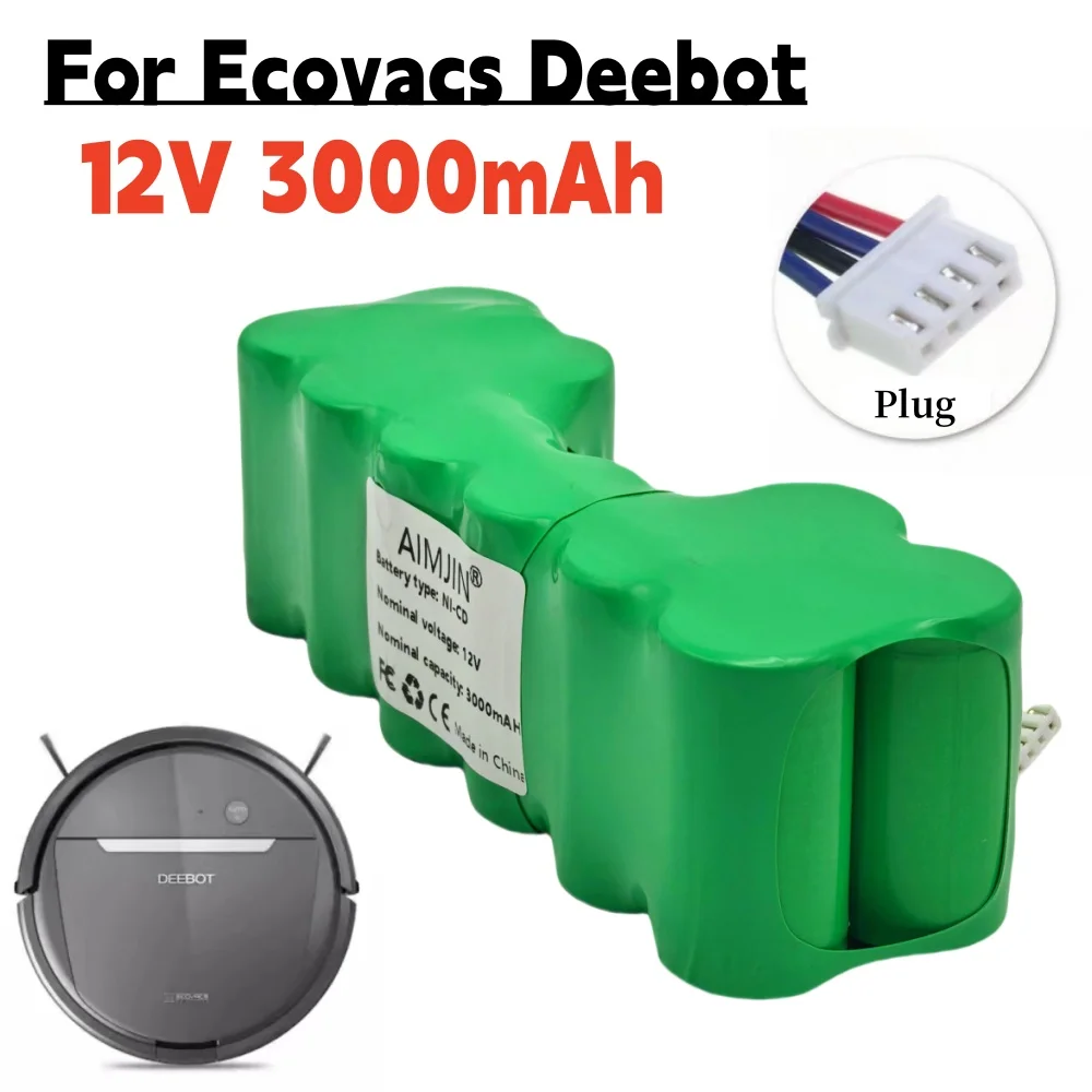 

12V 3000mAh Replacement Ni-CD Battery for Ecovacs 10001568 10002167 DD3G DD4G DE5G DD35 DG710 DM88 ZJ1517-HFR Robotic Vacuum Cle