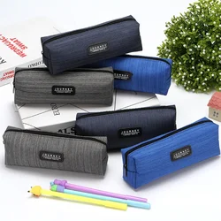 1PC Simple Pen Bag Oxfordcloth Pencil-box Box Pencil Case Grey Blue Boy Stationery School Supplies Korean