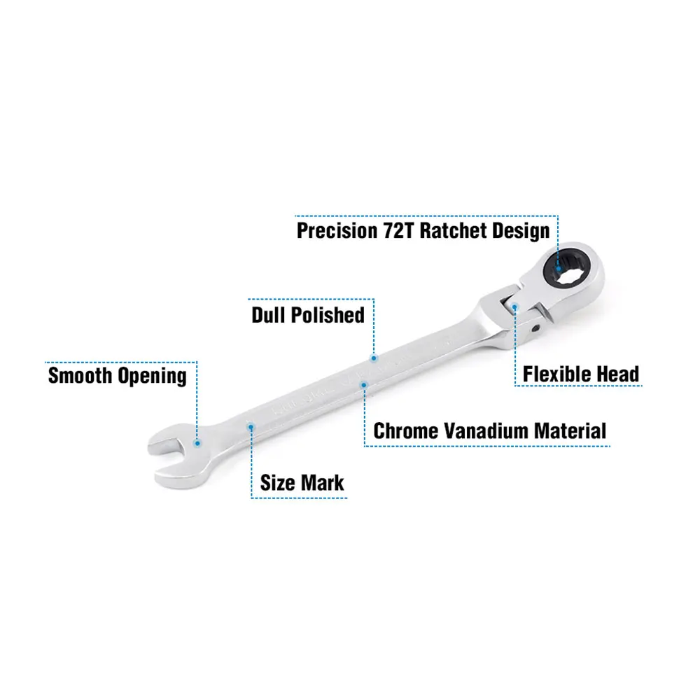 1 Pc Ratchet Wrench Spanner Tool Matte Polish 72-Tooth Ratcheting Flexible Head Hand Tool 20 21 23 24mm