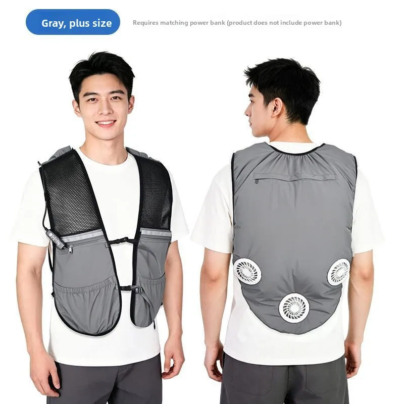 Water Evaporation Cooling 3 Fans Hair Dryer Work Vest, Cooling Work Clothes Single Piece Air Conditioner Vest
