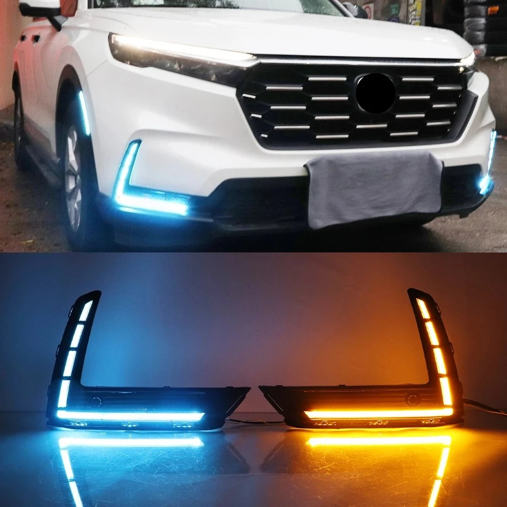 

Car LED Daytime Running Light For Honda CR-V CRV 2023 2024 with Dynamic Turn Signal DRL Daylights Fog lamp cover