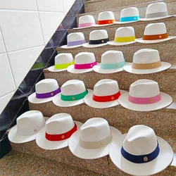 White wholesale fedora hats Panama new felt hats Men's jazz hats Party stage performances Women's fedora hats