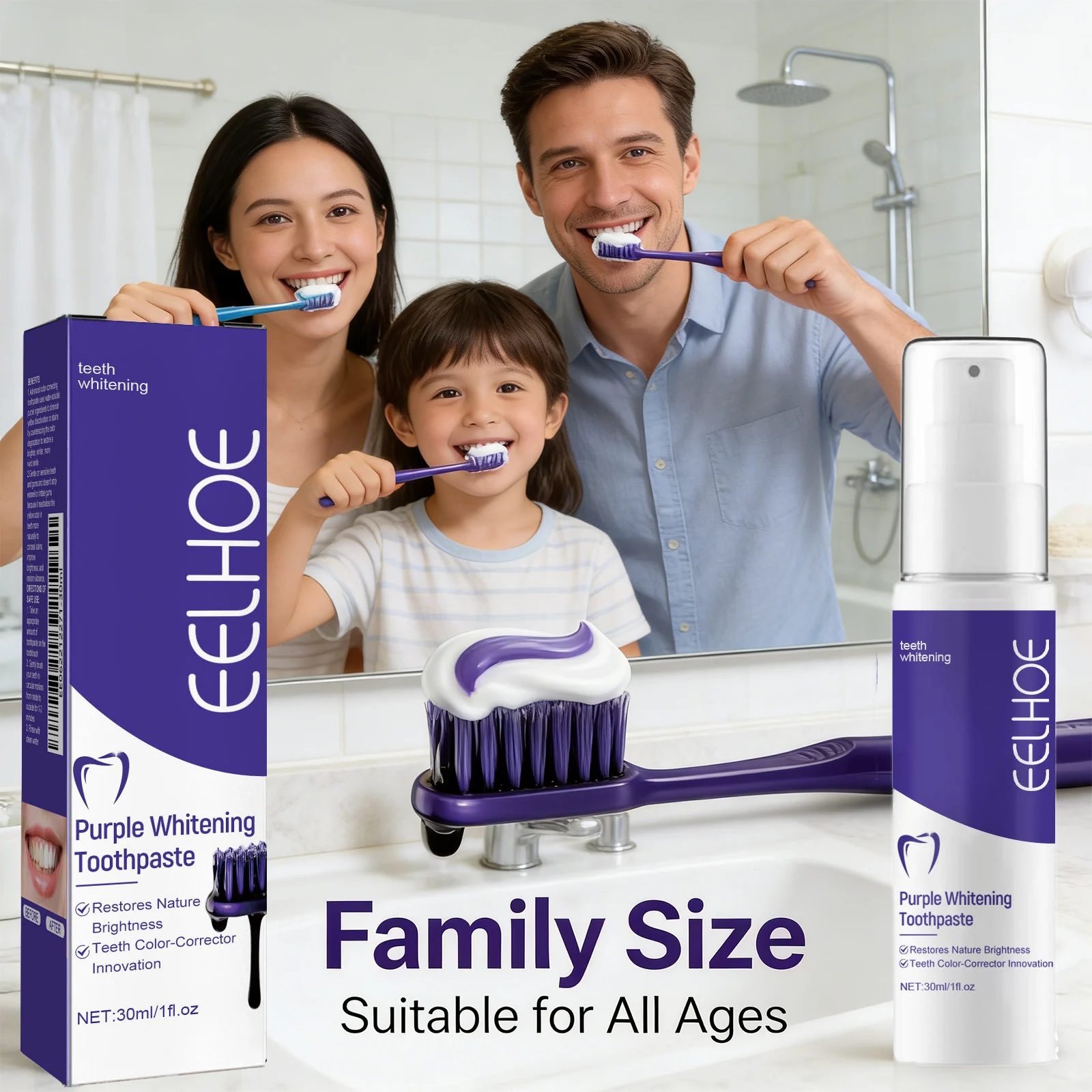 

﻿Purple Whitening Toothpaste Effectively Removing Dental Plaques and Yellow Stains Inhibit Bacteria Growth Oral Care Toothpaste