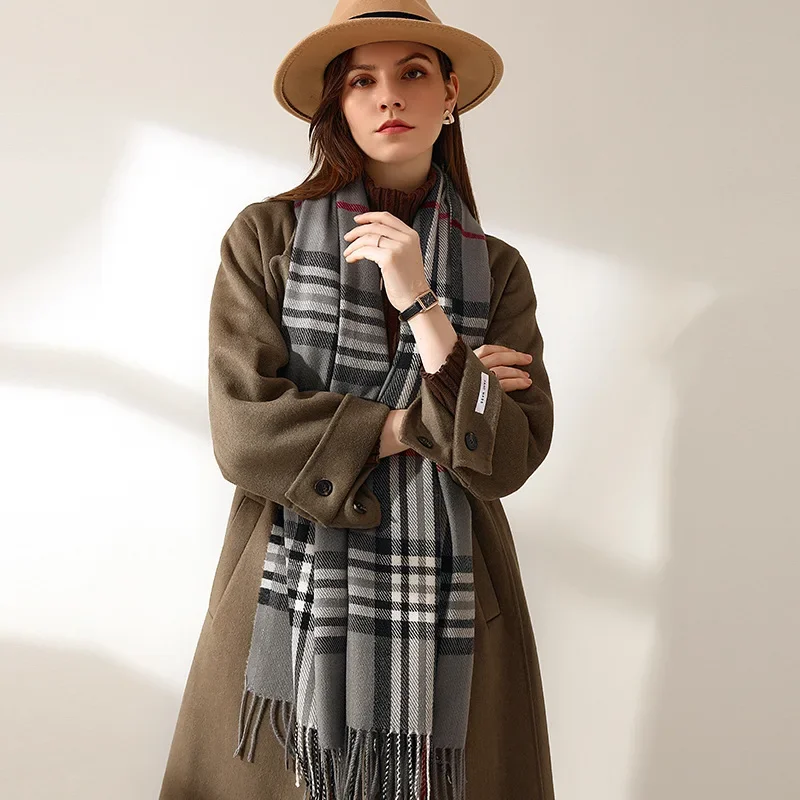 Warm Imitation Cashmere Medium-long Women's New Autumn Winter Scarf, Japanese & Korean Sweet Style, Plaid Shawl Scarf Daily Wear
