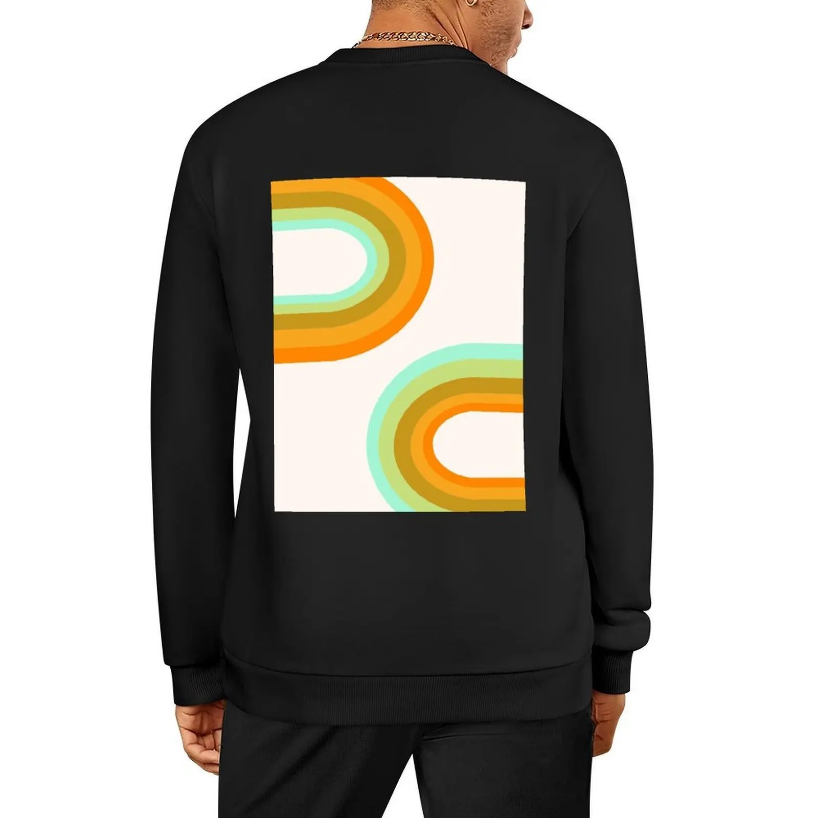 

Dy-no-mite - retro vibes 70s style art minimal 1970's throwback rainbow trendy colors Pullover mens clothing autumn sweatshirt