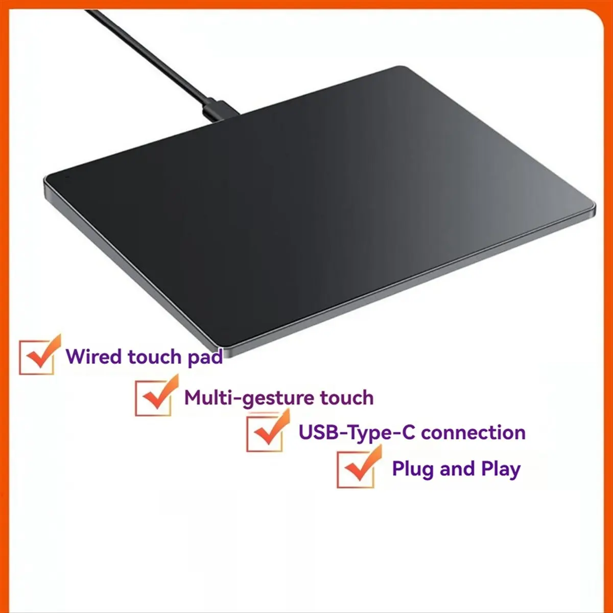 

USB Wired Multi-Touch Trackpad Slim Touchpad Mouse for Window Desktop/Laptop/Notebook Computer PC Black