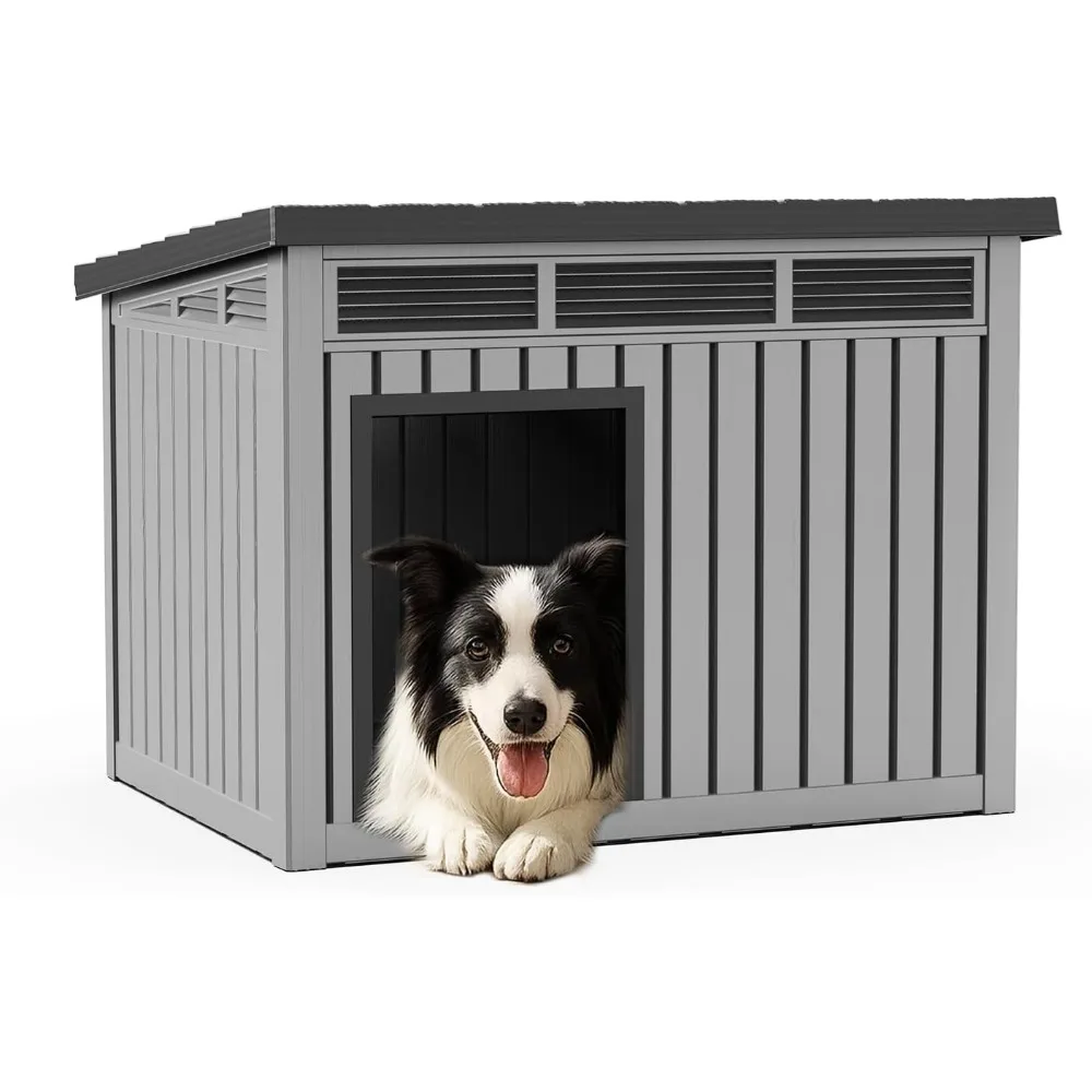 

Dog House for Both Indoor and Outdoor with Weatherproof Roof Removable Floors for Medium to Large Dogs Interior Space (Gra