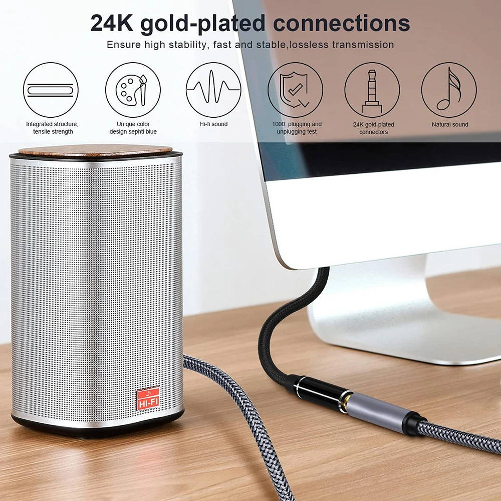 Hannord 3.5mm przedłużacz Audio 1m/1.5m/2m/3m/5m/8m/10m Jack męski na żeński kabel słuchawkowy Jack Aux kabel dla iPhone Xiaomi