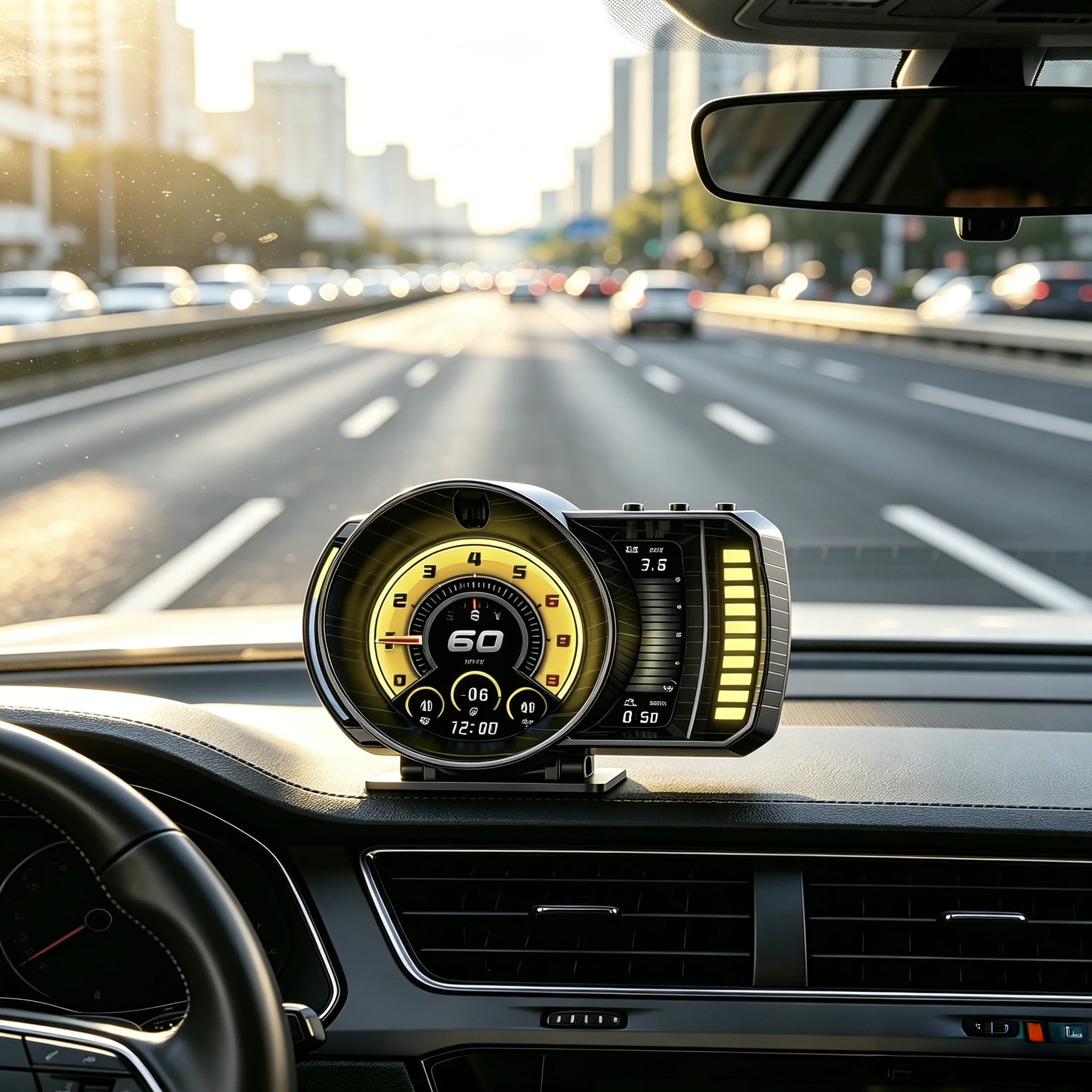 Newest Switch interfaces via gestures HUD P28 OBD+GPS Dual System Smart Gauge Speeding Alarm High Resolution No Delay Car HUD