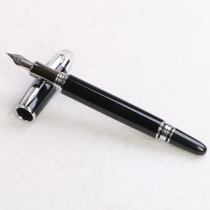 Baoer 79 Rollerball /Ballpoint Pen Black Matte Silver Line Rotating Crystal Cover Office School Supplies Writing 1Pcs