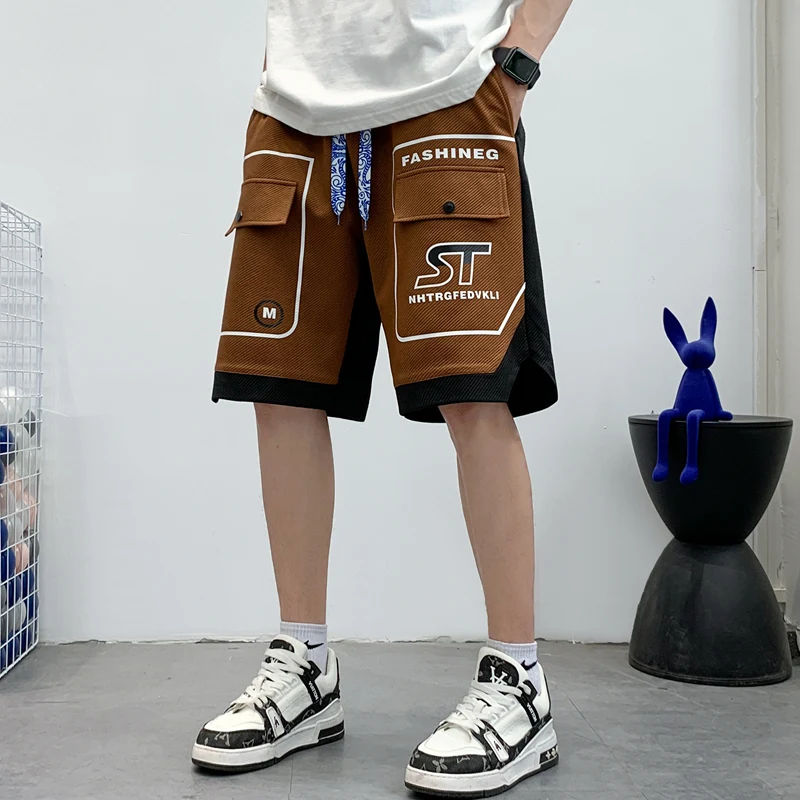 

Повседневные рабочие шорты для мужчин: летние модные пляжные брюки свободного кроя, длиной до колена, для города, из полиэстера