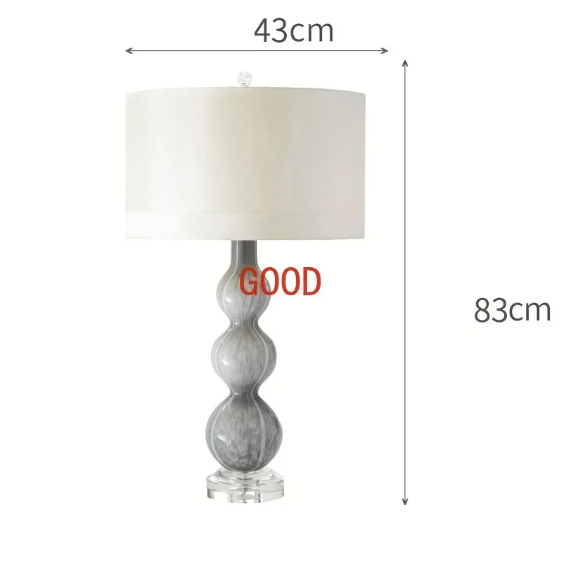 American Light Luxury Living Room Bedroom Bedside Table Lamp Simple Modern Master Bedroom Creative Retro Nordic Gray Table Lamp