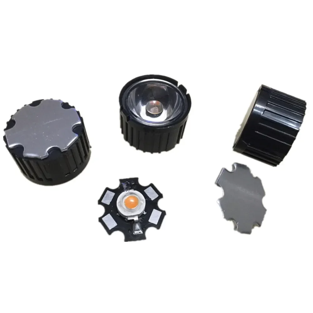 

20pcs 5/8/15/25/30/45/60/90/120 degrees LED Lens With Black Holder For 1W 3W 5W High Power LED Lamp Light