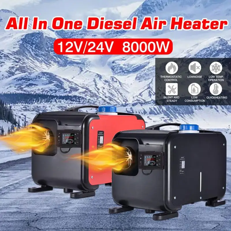 12V 24V 8KW Autonomous Heaters Car Diesel Air Parking Heater LCD & Remote Control Winter Diesel Air Warmer for RV Boat Truck